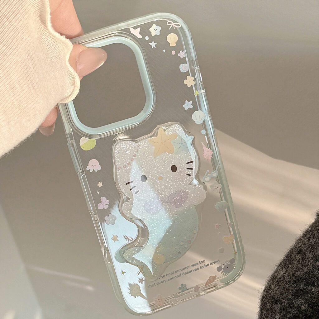 Seaside Cartoon Phone Case With A Mermaid Stand