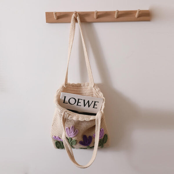 Tulip Handwoven Handheld Material Bag - Image 4