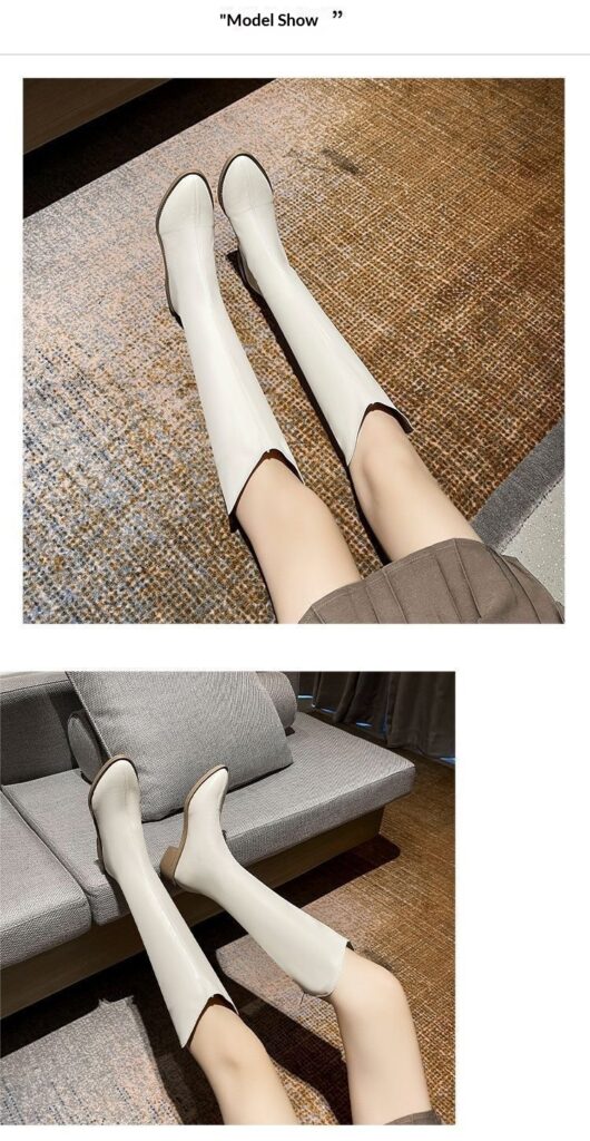 Fleece-lined Tall Chunky-heeled Pointed-toe Over-the-knee Riding Boots