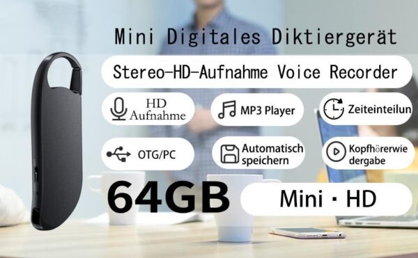 Digital Voice Recorder, 64GB Voice Activated Recorder With Noise Reduction For Work, Lectures, Meetings, Interviews - Image 4