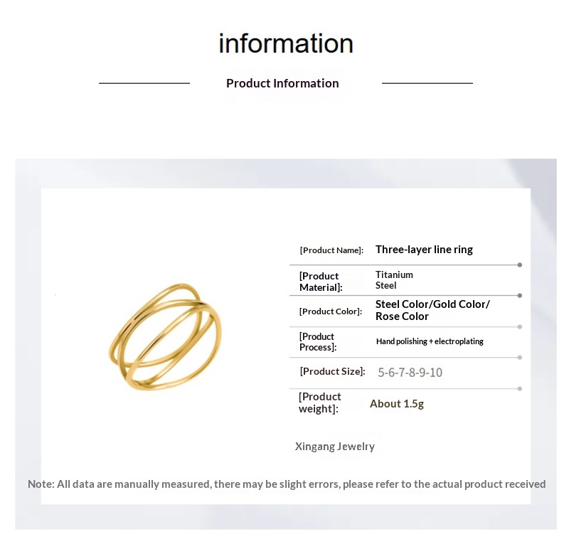 Creative Three-Row Line Titanium Steel Ring For Women - Image 11