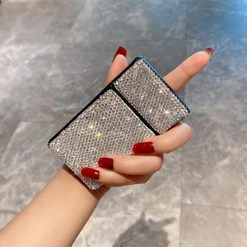 Light Luxury Diamond-studded Cigarette Case Inflatable Black Skin Moisture-proof Women - Image 2