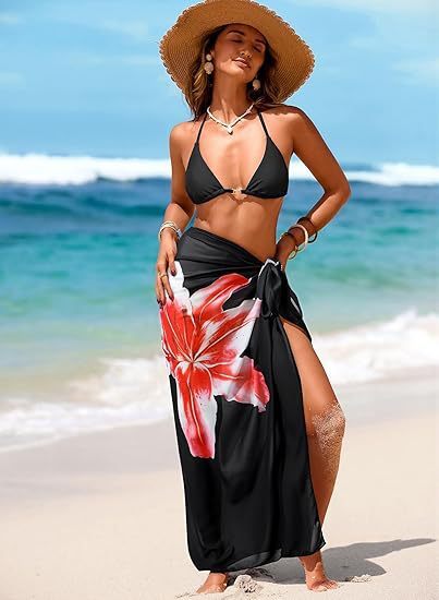 Women's Sheer Sarong High-Slit One-Size Swimsuit Cover-Up - Image 8