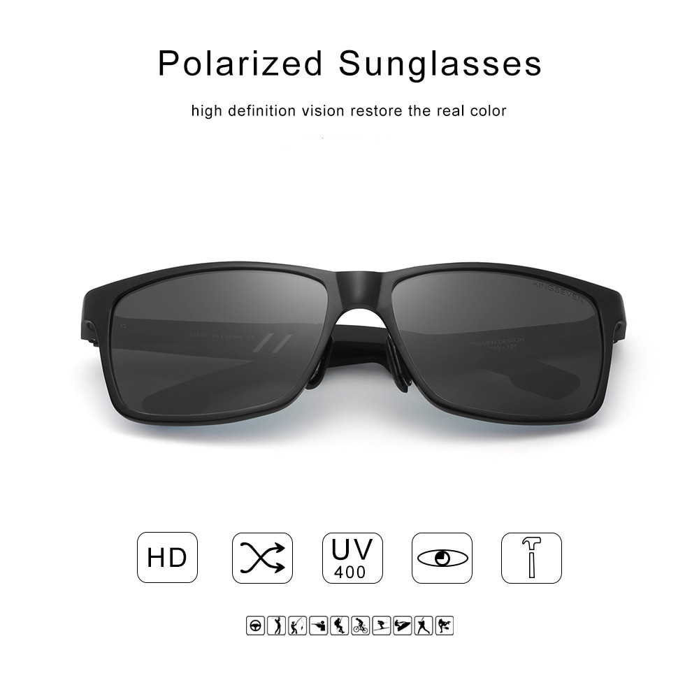 KINGSEVEN Men Polarized Sunglasses Aluminum Magnesium Sun Glasses Driving Glasses Rectangle Shades For Men Oculos masculino Male - Image 4