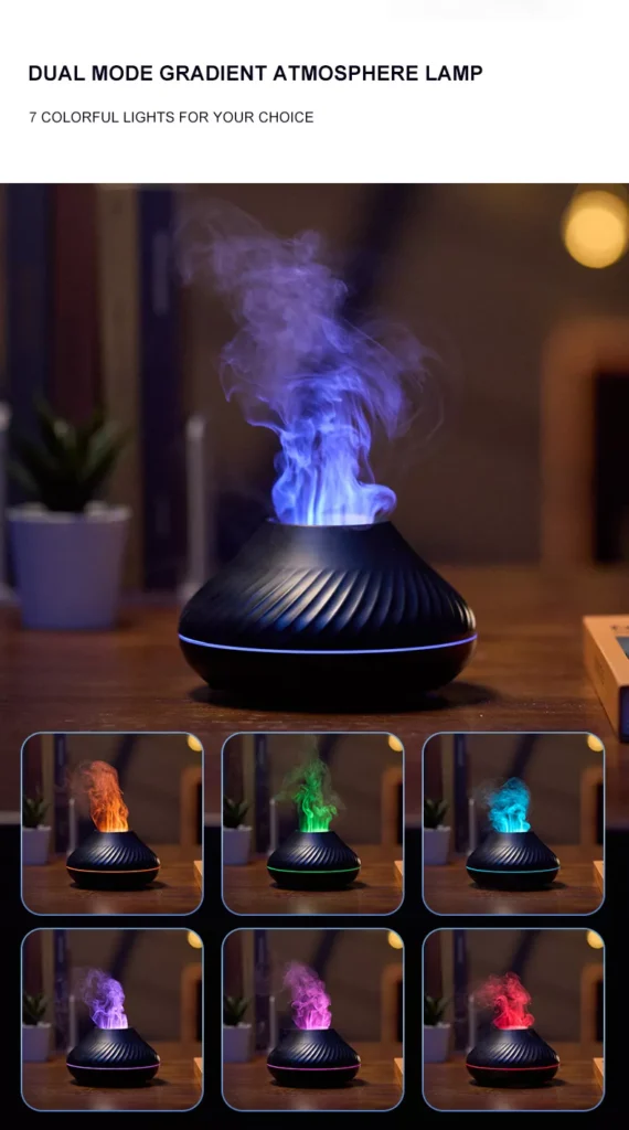 Drop Shipping RGB 130ML Flame Humidifier Diffuser Aroma Essential Oil Fire Flame Aroma Diffuser