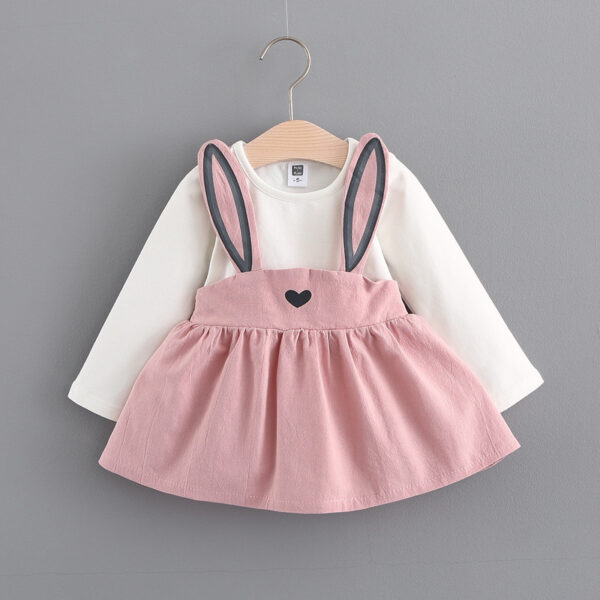 Autumn new Korean children's clothing, girls cute rabbit dress, baby princess dress