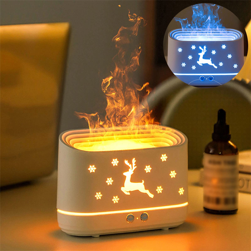 Elk Flame Humidifier Diffuser Mute Household Atmosphere Lamp Christmas Home Decorations - Image 1
