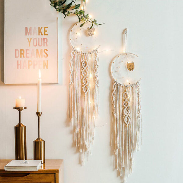 Woven Tapestry Star Moon Decoration Dreamcatcher Hanging Lamp Bedroom Wall Hanging - Image 7