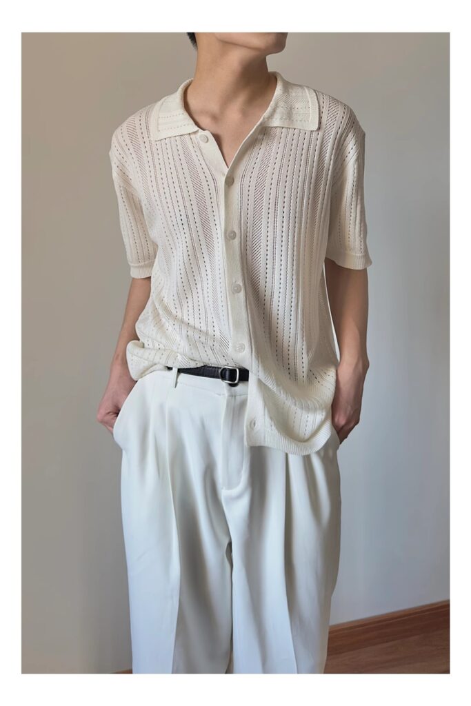 Hollow-out Vintage Lapel Knit Sweater For Men