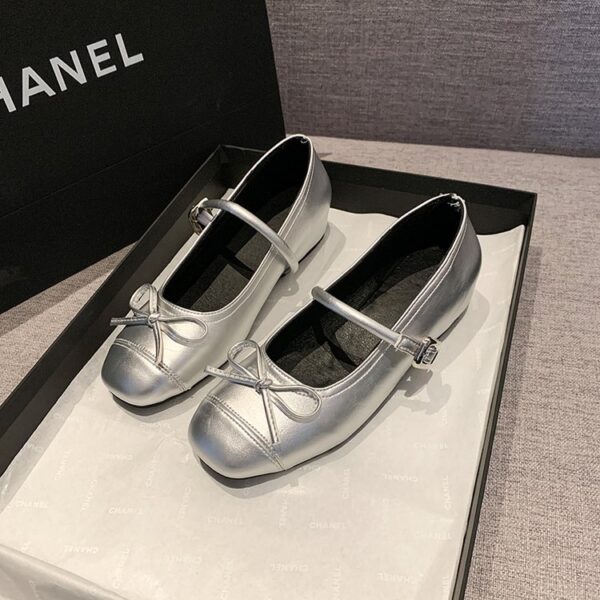 Women's French Style Bow Embellished Shallow Cut Hidden Wedge Heel Single Shoes, 2026 New Collection, Gentle Evening Style Fashion Dress Shoes With One-Strap Buckle - Image 3