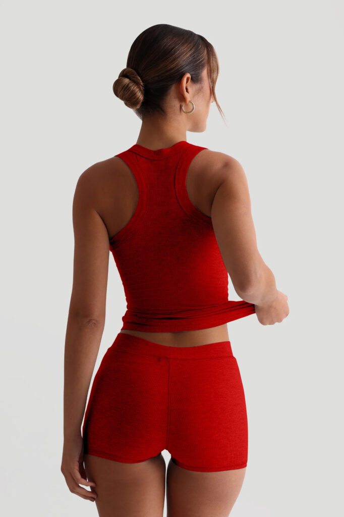 Womens Casual Solid-Colored Crew-Neck Slim-Fit Tank Top And High-Waist Shorts Set