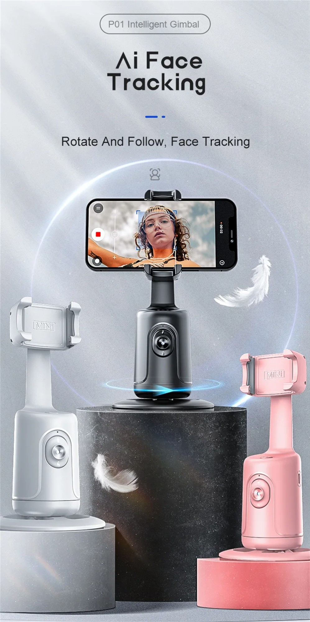 360 Auto Face Tracking Gimbal AI Smart Gimbal Face Tracking Auto Phone Holder For Smartphone Video Vlog Live Stabilizer Tripod - Image 19