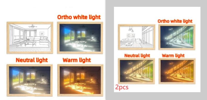 Illuminated Picture LED Decorative Light Painting Bedside Picture Style Creative Modern Simulate Sunshine Drawing Night Light Gift - Image 74