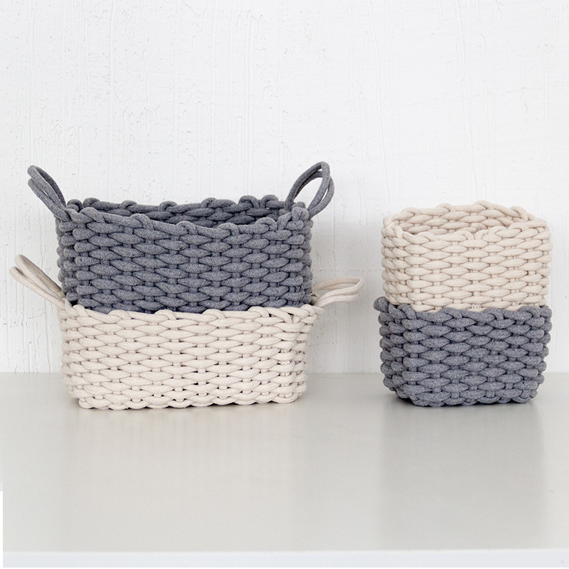 Nordic Wind Hand-woven Thick Cotton Rope Storage Box Simple Storage Basket - Image 3
