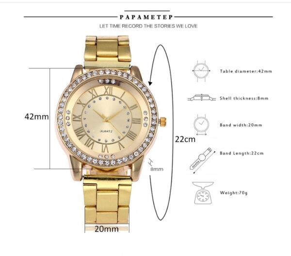 Vansvar Brand Rose Gold Watch Luxury Women Dress Rhinestone Quartz Watch Casual Women Stainless Steel Wristwatches Female Clock - Image 8