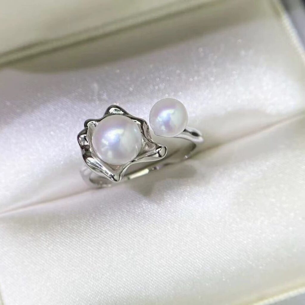 Double-pearl Natural Freshwater Pearl Ring For Women