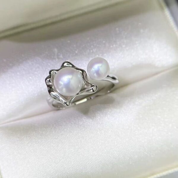 Double-pearl Natural Freshwater Pearl Ring For Women