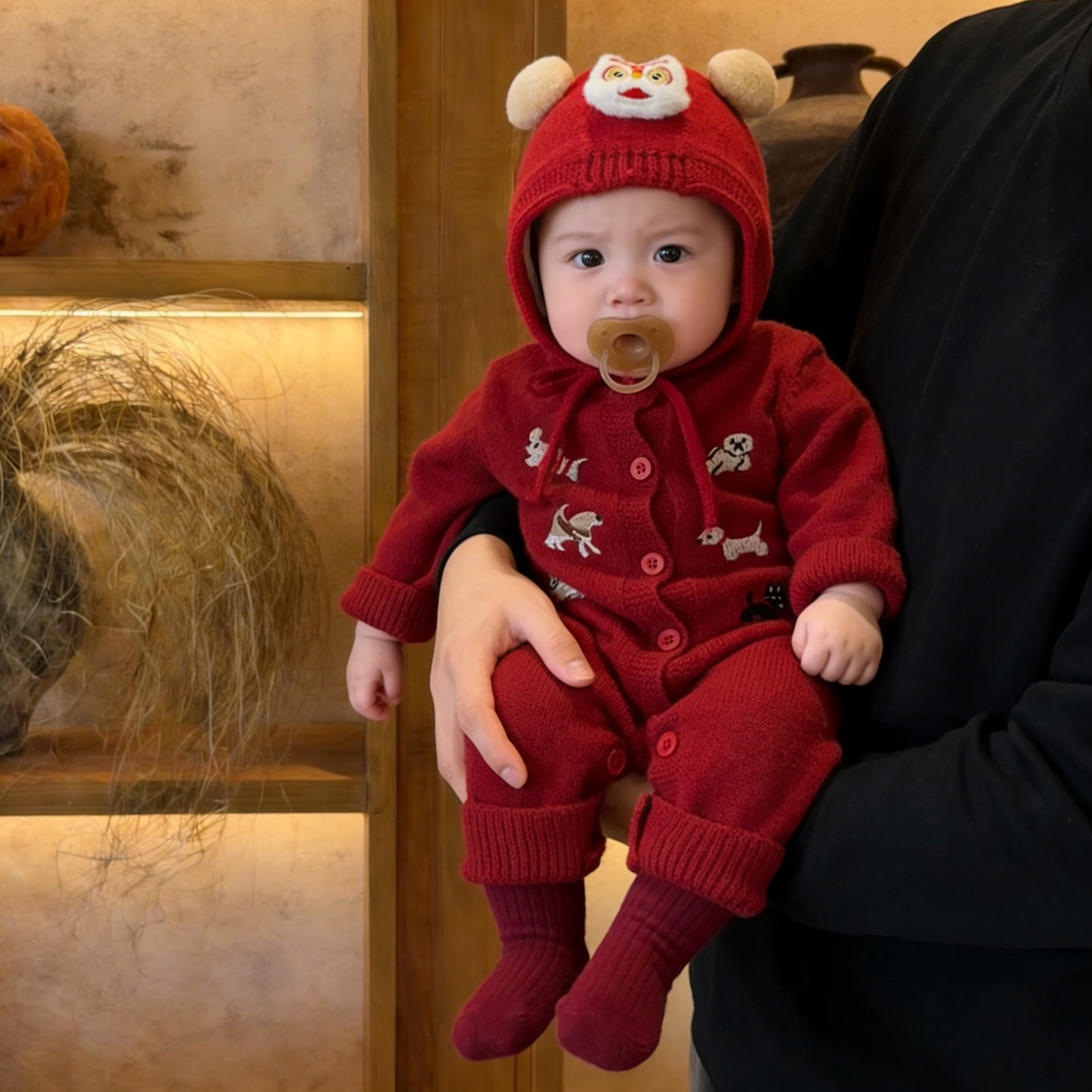 Embroidered Knitted Sweater Straight-leg Pants And A Romper - Image 6