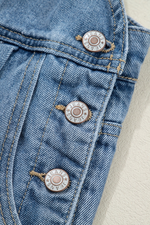 Pleated Wide Leg Pocketed Denim Jumpsuit - Image 9