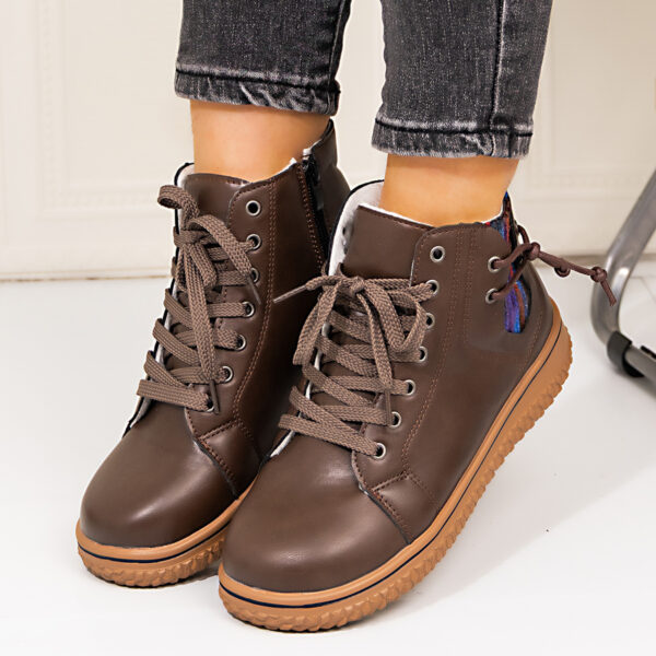 PU Casual Shoes With Front Laces, Winter Cotton Boots - Image 33