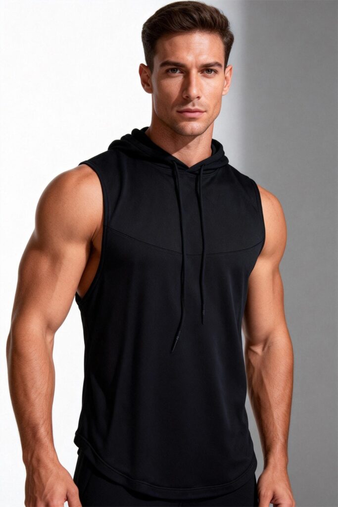 Men's High-Elastic Breathable Fitness Vest With Hood