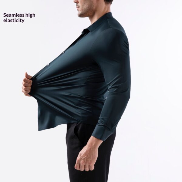 High-elasticity Mens Seamless Wrinkle-free Ice-silk Long-sleeve Shirt - Image 18