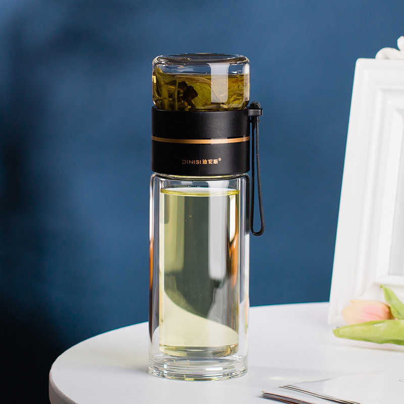 Glass Water Bottle With Tea Infuser Filter Tea Separation Double Wall Glass Bottle Leakproof Water Bottle - Image 20