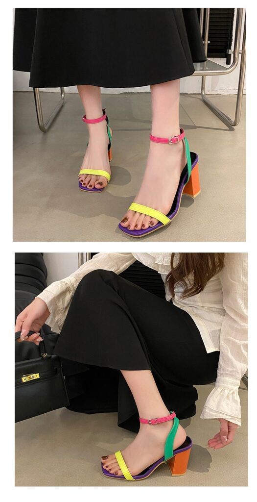 Colorful Lace-up Plus-size Export High-heeled Sandals For Women