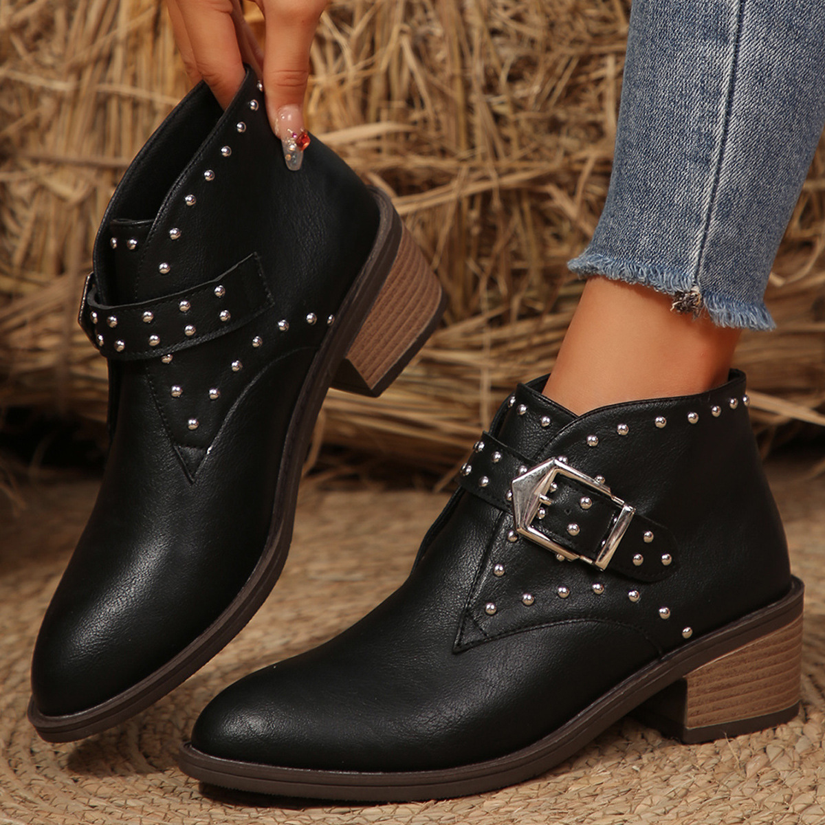 Mid-heel Boots Winter Pointed Toe Shafted - Image 4