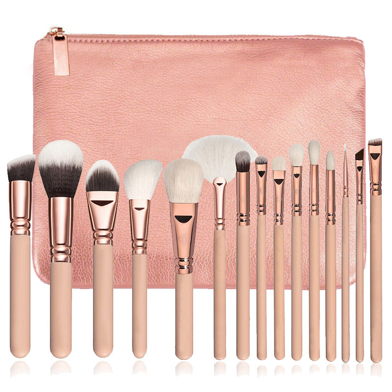 15 Makeup Brush With Bag  Rose Gold Makeup Brush Multi-function Makeup Tool Set - Image 1