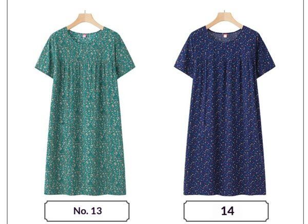 Women's Thin Loose Cotton Silk Short-Sleeve Dress - Image 14