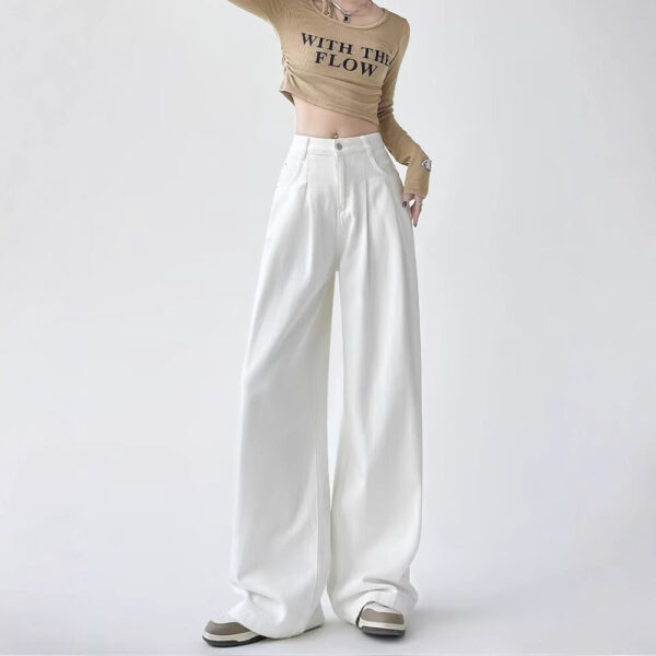 Women's White Wide-leg Straight Jeans - Image 6