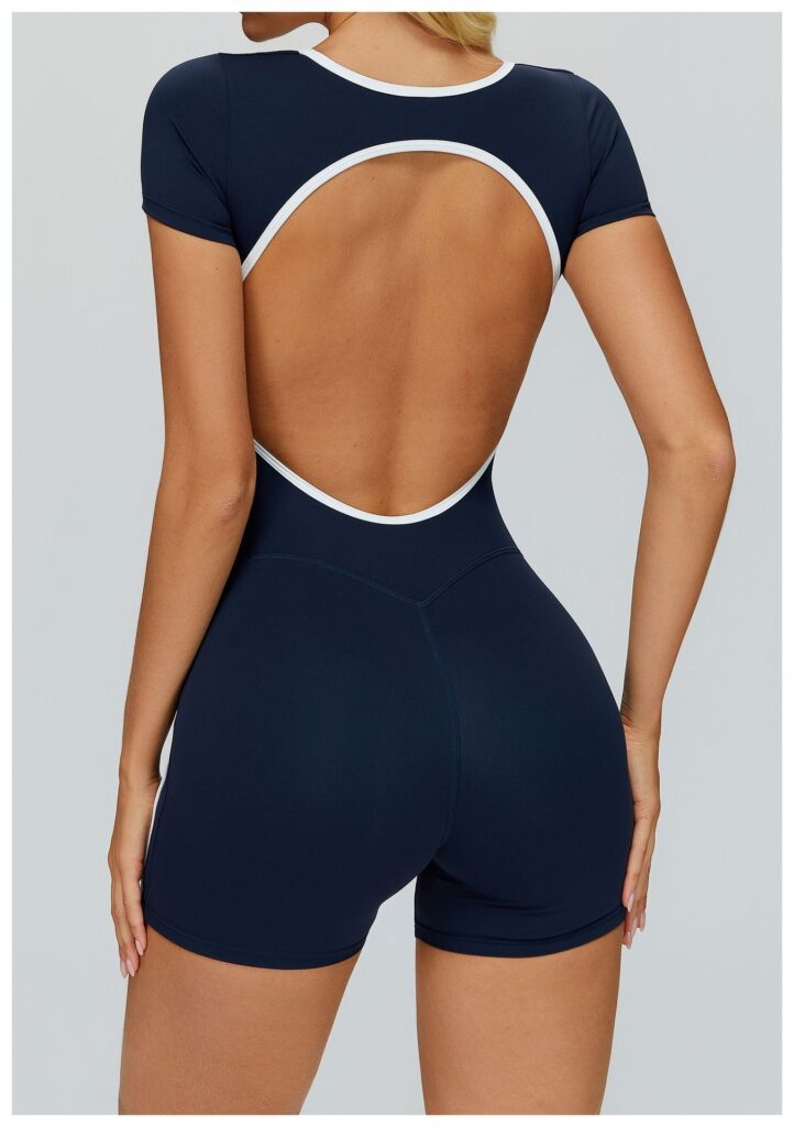 Jumpsuit With Cutout Back, Form-fitting Athletic Fitness Wear