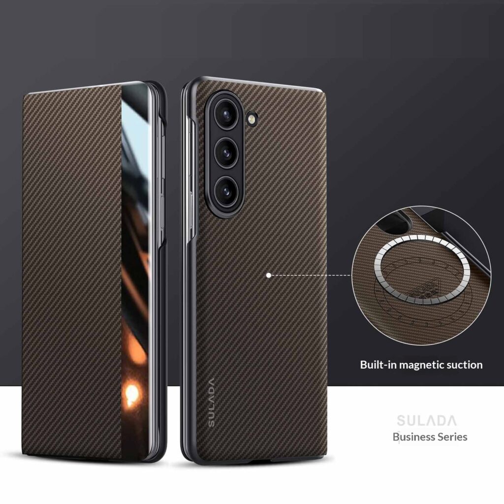 Carbon-fiber Leather Flip Case With Magnetic Card Slots For Phones