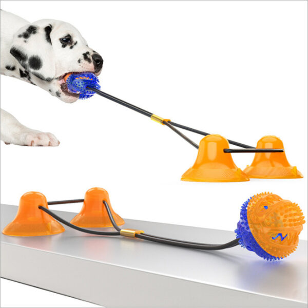 Multifunction Double Tug Rope Balls Sucker Toy Dog Molar Bite Toys - Image 3