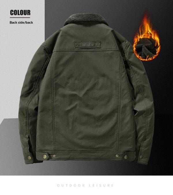 Washed Jacket For Men Fleece-lined And Thickened Lambswool Casual Style - Image 17