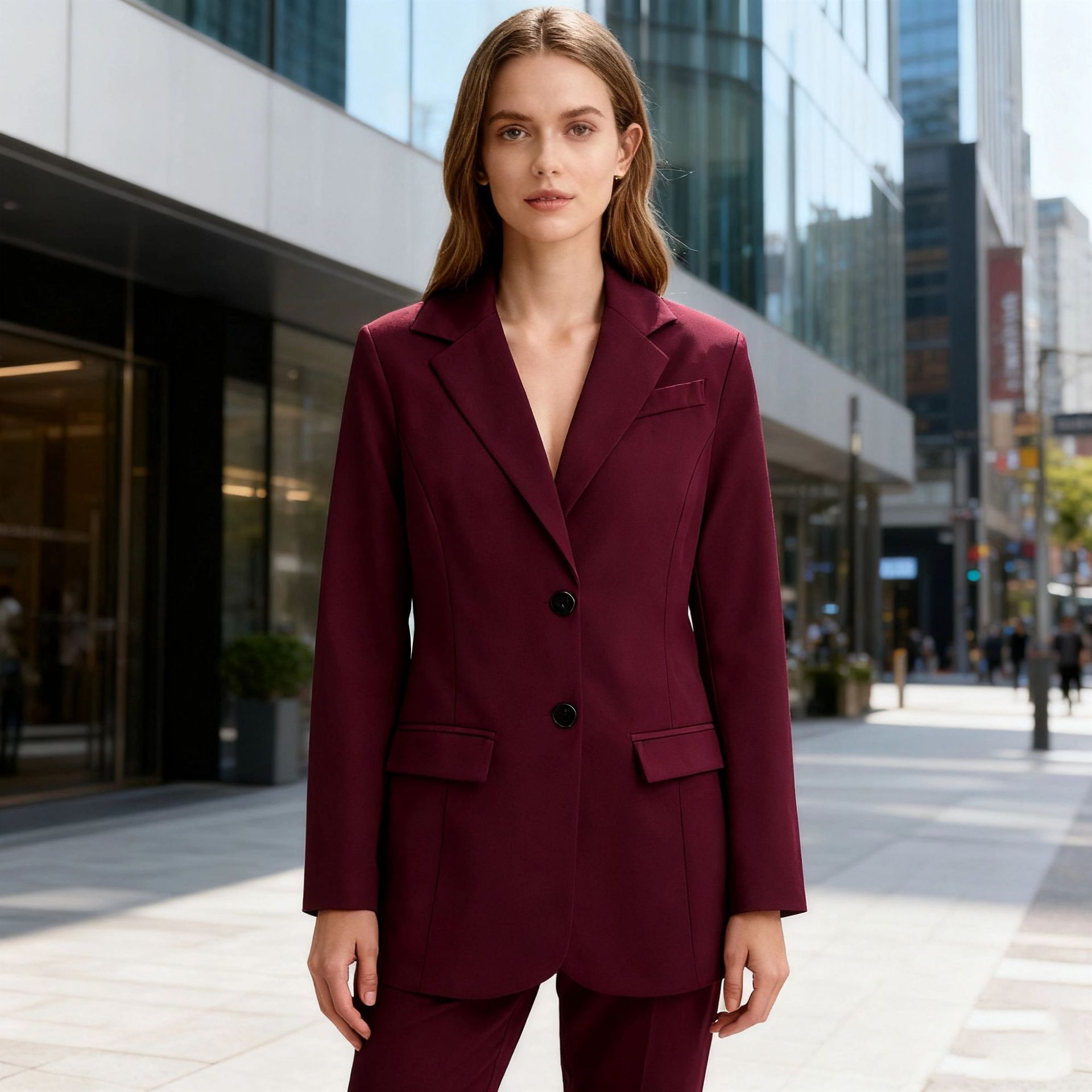 Autumn Winter Womens Versatile Single-Breasted V-Neck Long-Sleeve Blazer - Image 7