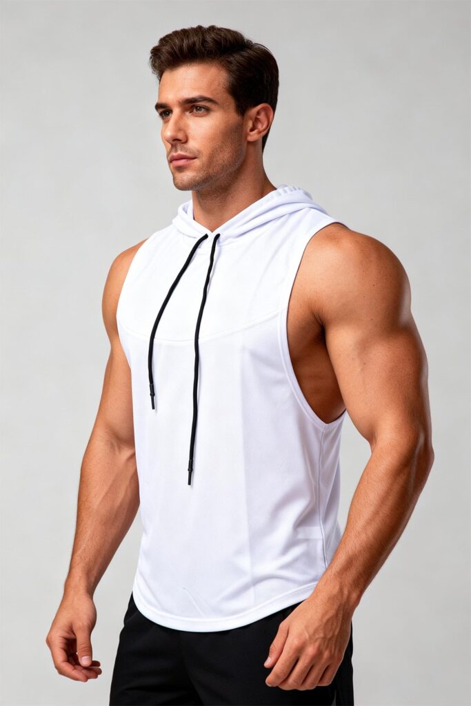 Men's High-Elastic Breathable Fitness Vest With Hood