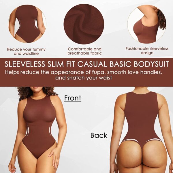 Belly Contraction Body Shaper Solid Color Round Neck Jumpsuit - Image 4