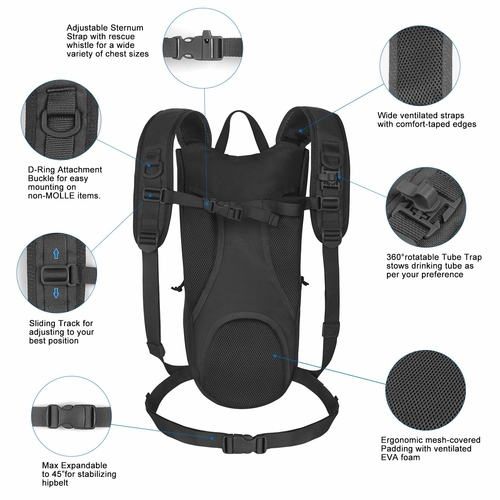 Tactical Hydration Backpack With 2.5L Bladder and Thermal Insulation - Image 6