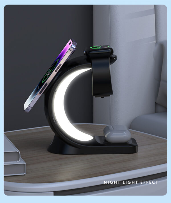4 In 1 Magnetic Wireless Charger Fast Charging For Smart Phone Atmosphere Light Charging Station For Airpods Pro I-phone Watch - Image 26