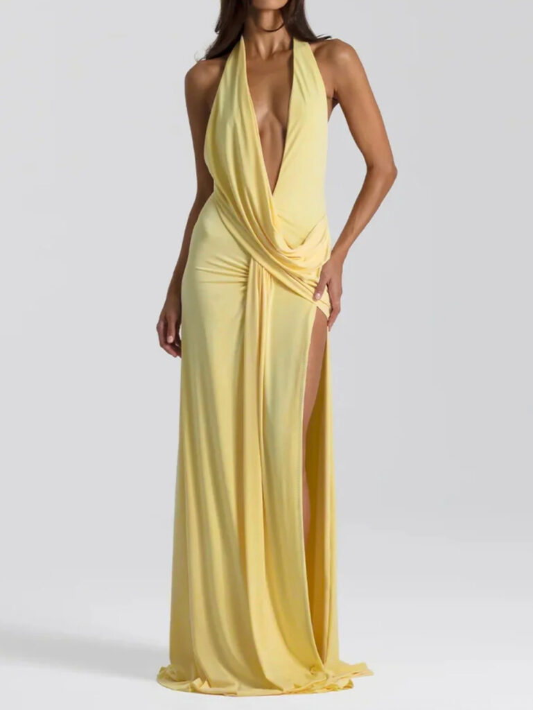 Feminine Solid Color Minimalism And Elegant Ribbon-Trimmed Dress