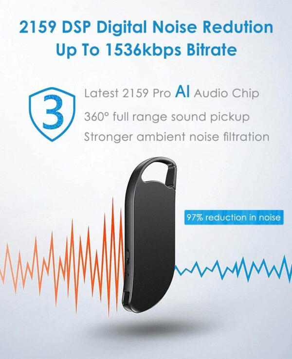 Digital Voice Recorder, 64GB Voice Activated Recorder With Noise Reduction For Work, Lectures, Meetings, Interviews - Image 2