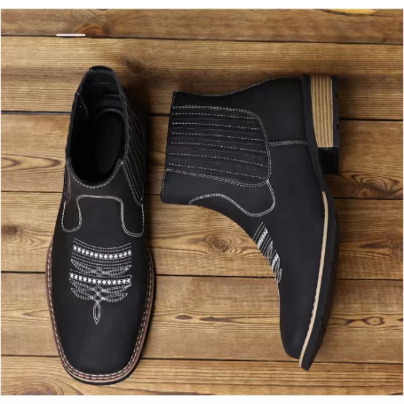 Embroidered Ankle High Mens Martin Boots - Image 4