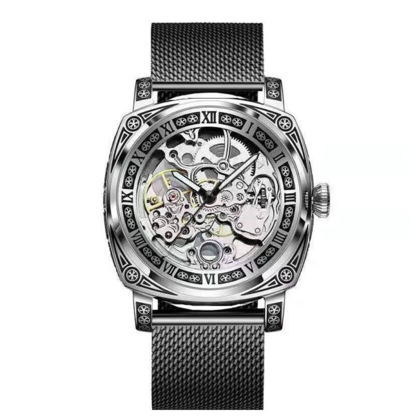 Carved Vintage Fashion Hollow Mechanical Automatic Mens Watch - Image 2