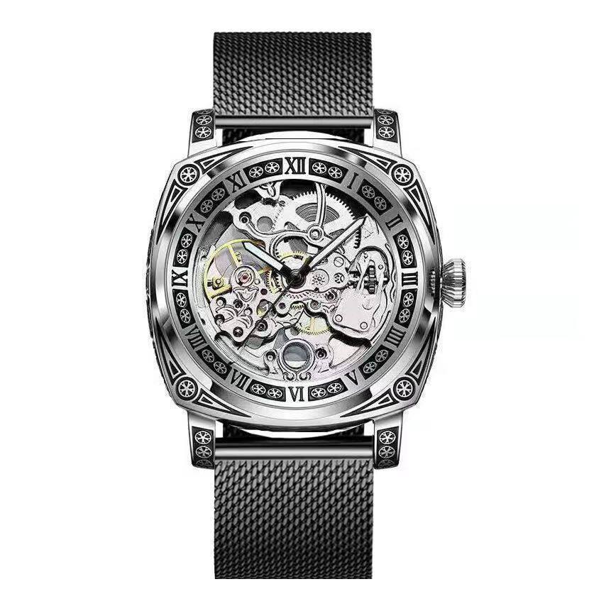Carved Vintage Fashion Hollow Mechanical Automatic Mens Watch - Image 2