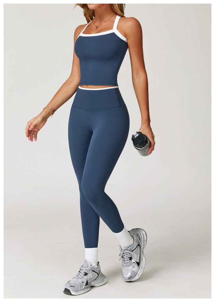 Nude-Feel Yoga Pants High-Waist Contrasting Color Quick-Dry Trousers