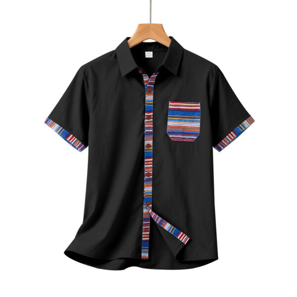Men's Contrasting-Color Beach Short-Sleeve Casual Shirt - Image 21