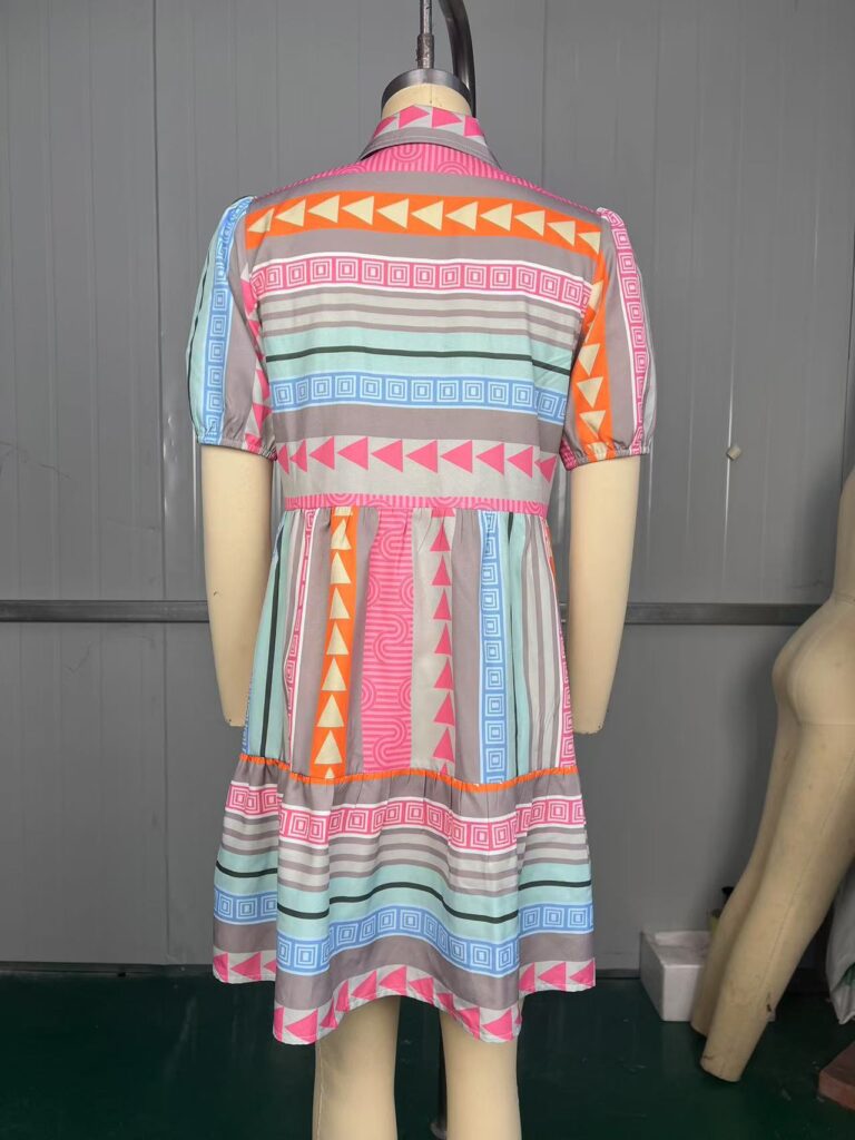 Women's Stand-Neckline Three-Quarter-Sleeve Dress