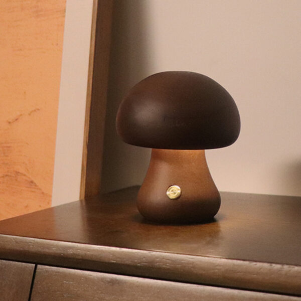 INS Wooden Cute Mushroom LED Night Light With Touch Switch  Bedside Table Lamp For Bedroom Childrens Room Sleeping Night Lamps Home Decor - Image 29